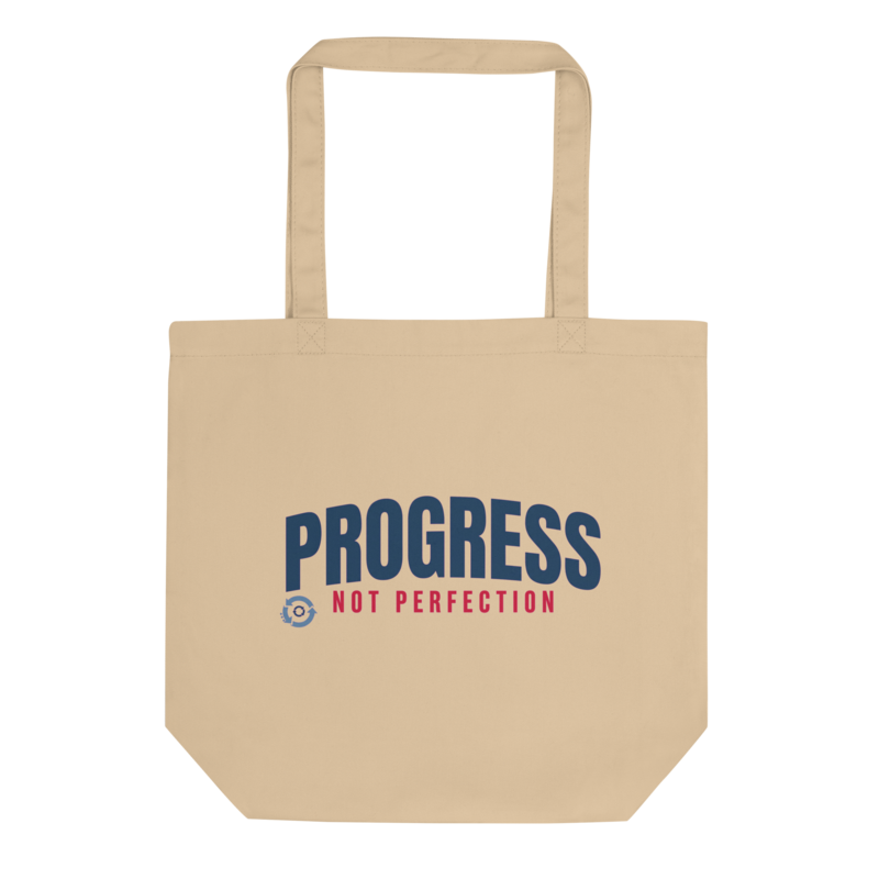 Progress Not Perfection Kaizen Tote Bag - Navy on Oyster