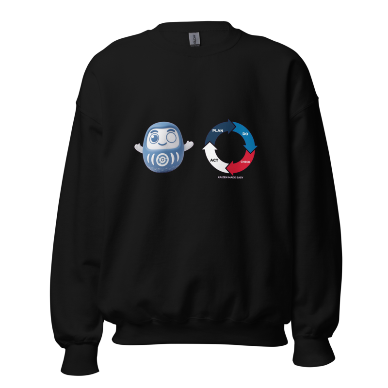 PDCA Cycle Kaizen Sweatshirt - Daruma Wheel (Black)