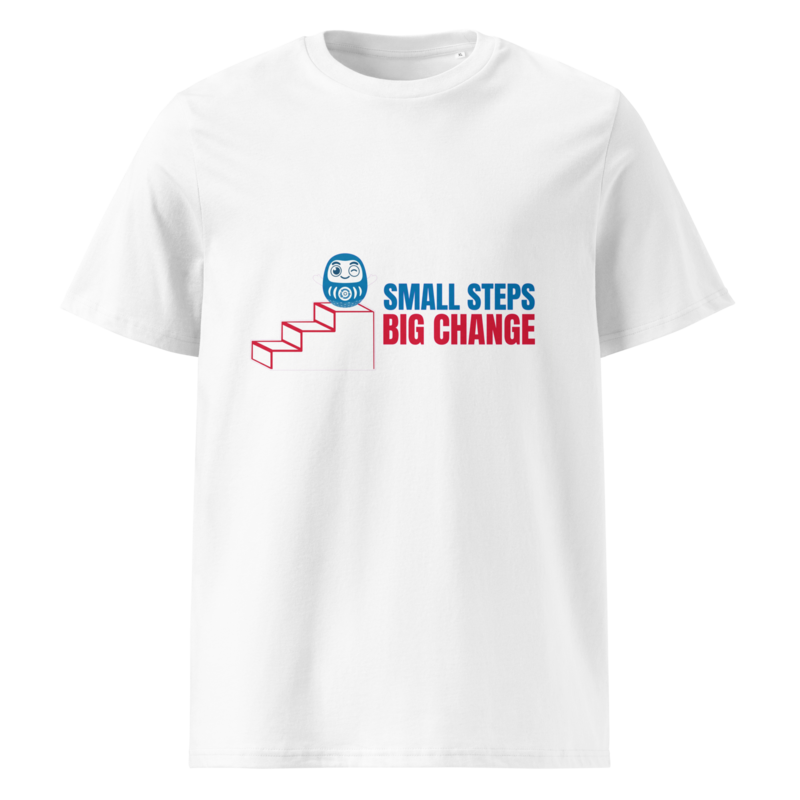Small Steps Big Change Kaizen T-Shirt - Daruma (White)