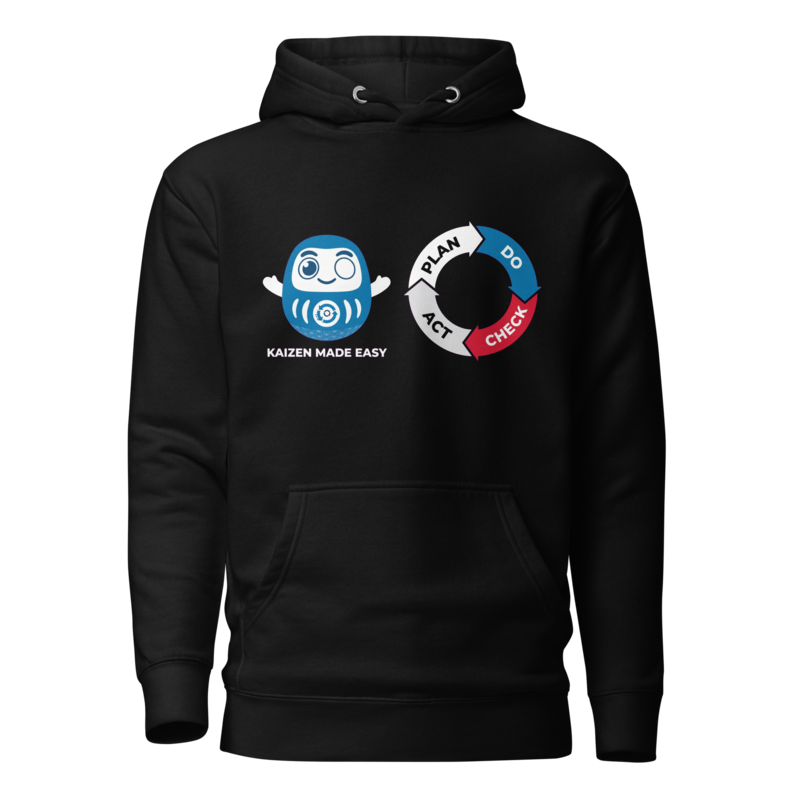 PDCA Cycle Kaizen Hoodie - Daruma Wheel (Black)