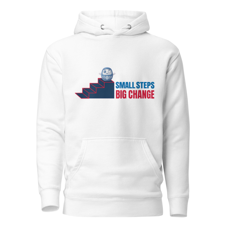 Small Steps Big Change Kaizen Hoodie - Daruma (White)